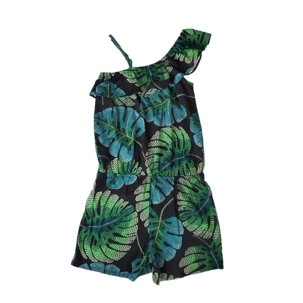 NEW The Children's Place Green Banana‎ Leaf Tropical Asymmetrical Romper